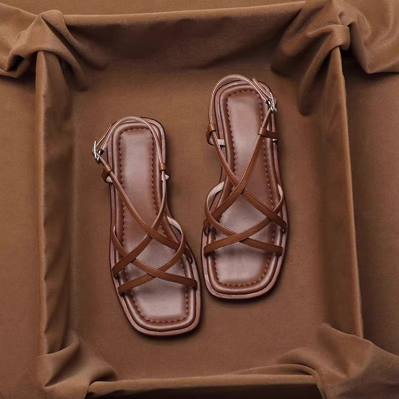 Melba Lane - brown strappy block heel sandals, pair with the straps showing, AU women's sizes